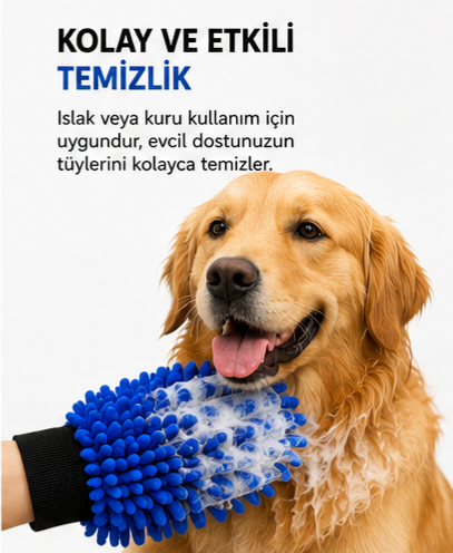 Kedi ve Köpek Bakım Eldiveni | 2'si 1 Arada Grooming Eldiveni