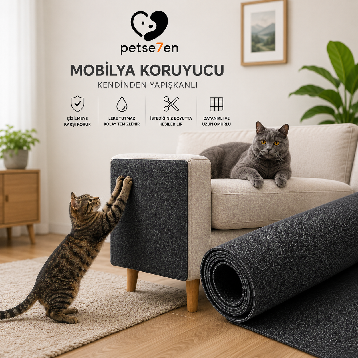 Kedi Tırmalama Koruyucu Mat – Mobilyalarınızı Çizilmelere Karşı Koruyun!