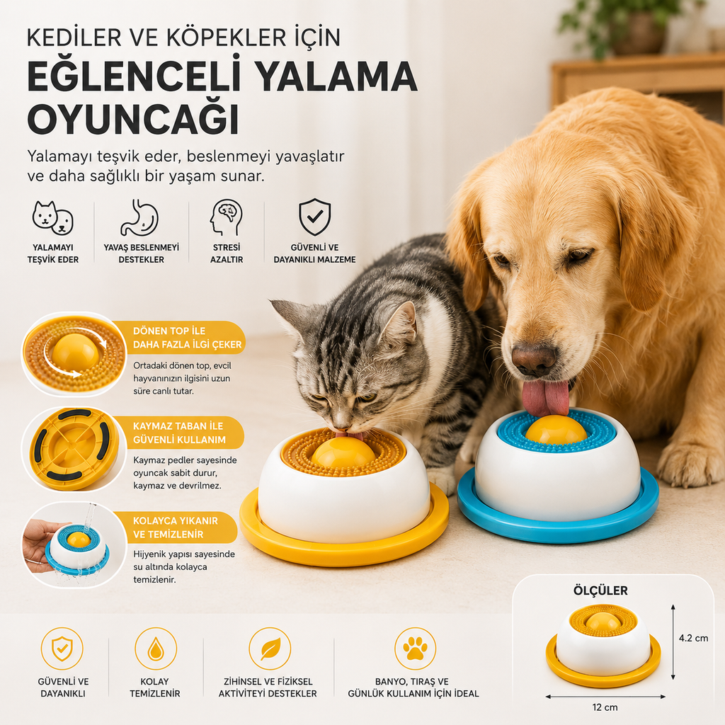 Yalama Kasesi | Yavaş Besleme, Ödül ve Yoğurt Kasesi | Kedi ve Köpekler İçin 2'li Set